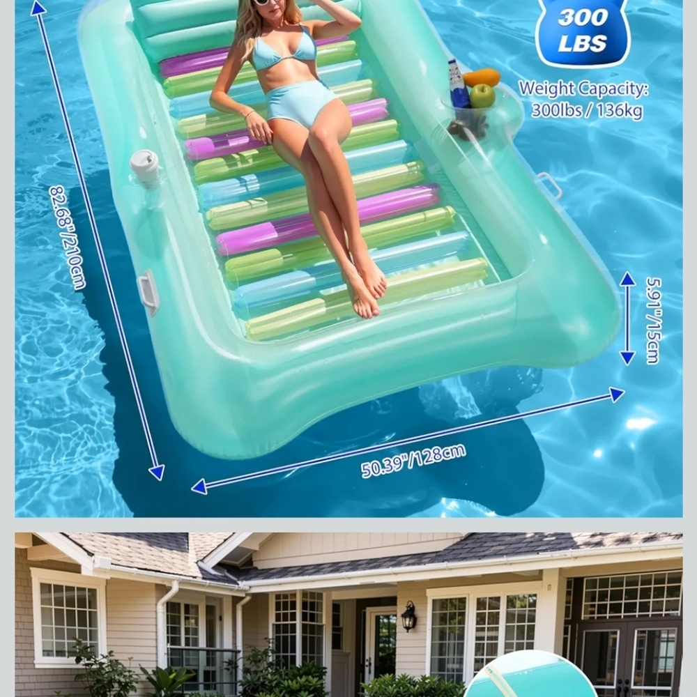 Inflatable Pool Lounge with Striped Design - Picture 2 of 6